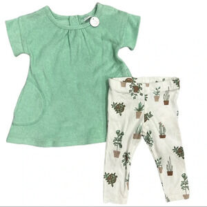 Nordstrom Green Plants Baby Summer Outfit 6 months